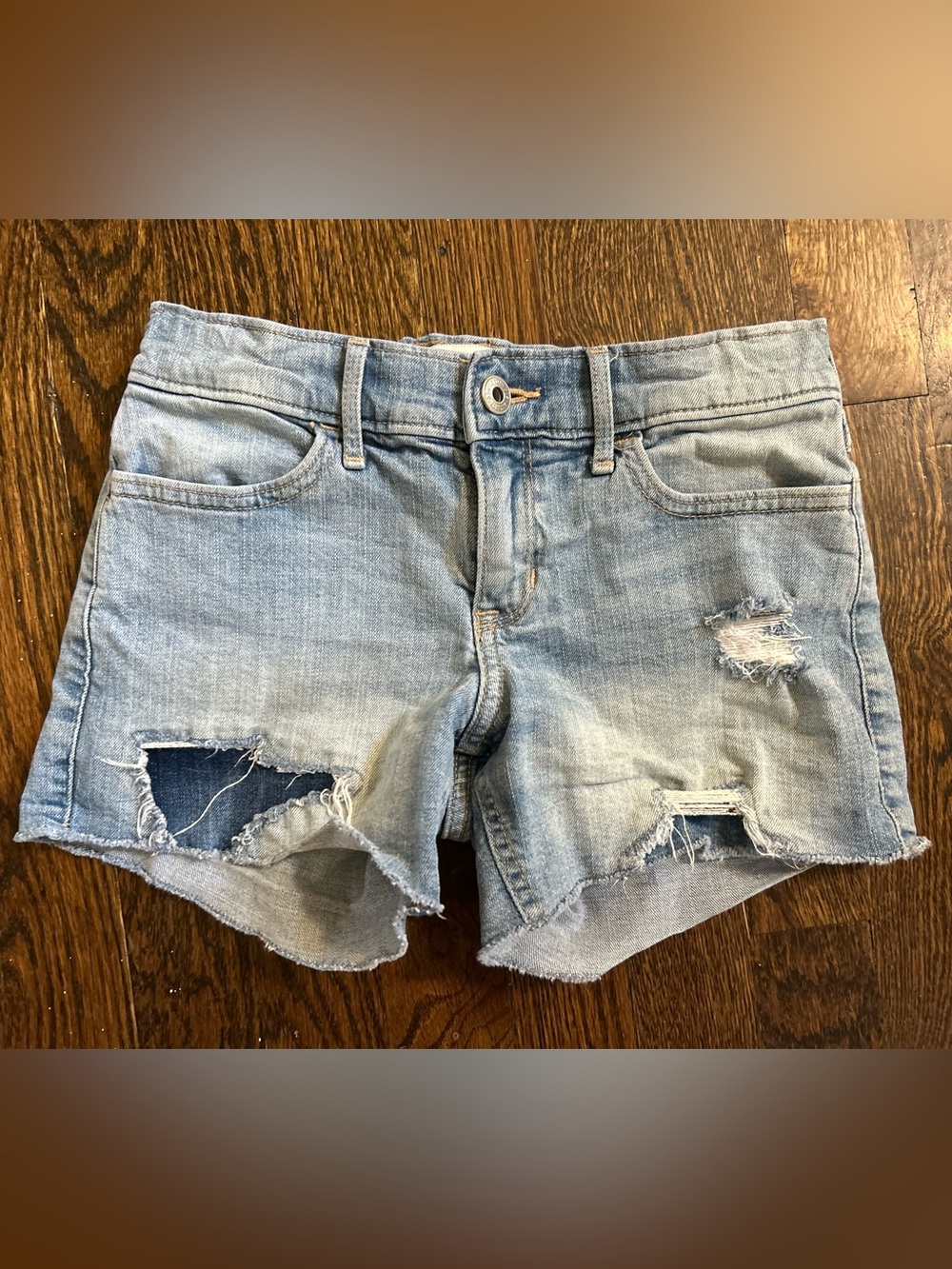 abercrombie kids light blue denim midi shorts size 11/12